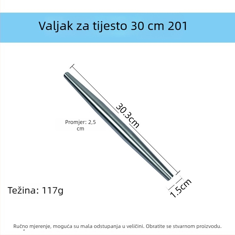 Nehrđajući čelični debeli valjak za tijesto, za listove knedli, neprijanjajući