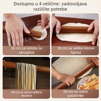 Drveni valjak od crnog sandalovog drveta, cijeli komad drveta, bez boje i voska, za tijesto za knedle, kućna pečenja, ne lijepi se za tijesto