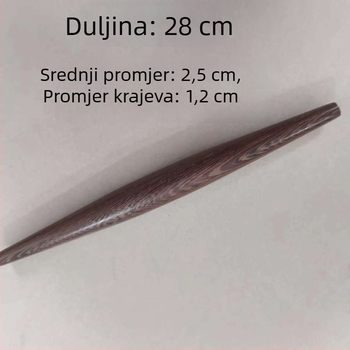 Drveni valjak za tijesto sa špicastim krajevima, tradicionalni valjak za razvaljivanje tijesta za knedle, kućna upotreba