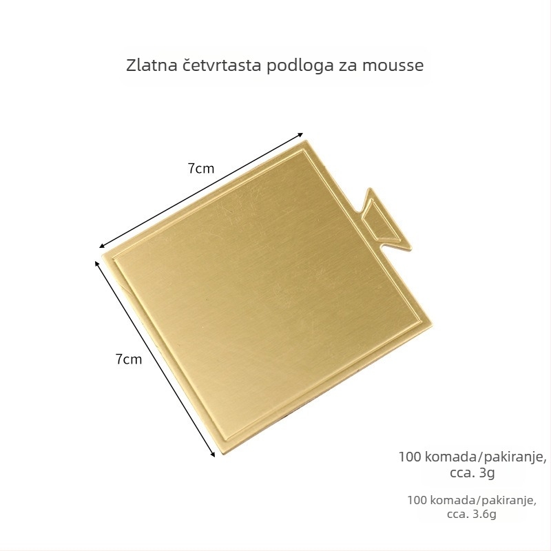 Zlatna kvadratna podloga za tortu – ponovno upotrebljiva kružna baza za deserte s mousseom