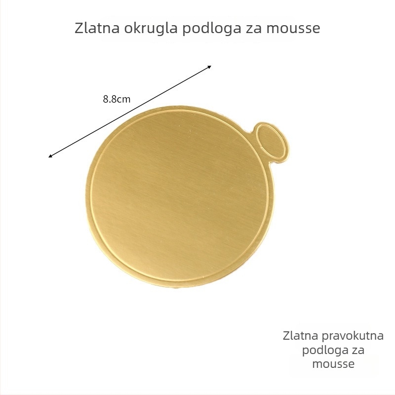 Zlatna kvadratna podloga za tortu – ponovno upotrebljiva kružna baza za deserte s mousseom