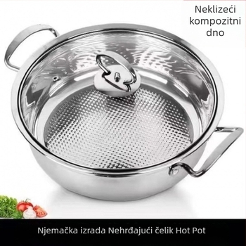 Set posuda od debelog nehrđajućeg čelika za hot pot i juhu, velika zapremina 2.1–4 L, za kućnu i komercijalnu upotrebu, kompatibilno s plinskim i indukcijskim pločama, poklon za otvorenje
