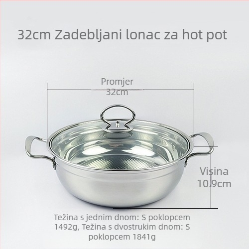 Set posuda od debelog nehrđajućeg čelika za hot pot i juhu, velika zapremina 2.1–4 L, za kućnu i komercijalnu upotrebu, kompatibilno s plinskim i indukcijskim pločama, poklon za otvorenje