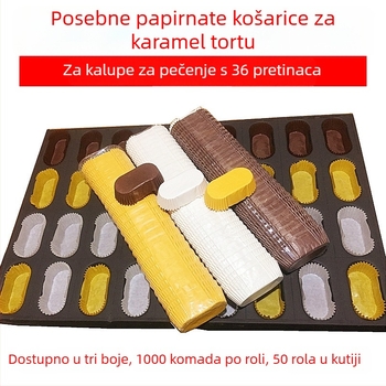 72-ovalni papir za pečenje s 36 kalupa za kolače, premaz silikonom, otporan na masnoće