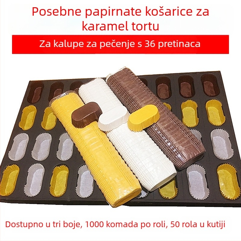72-ovalni papir za pečenje s 36 kalupa za kolače, premaz silikonom, otporan na masnoće