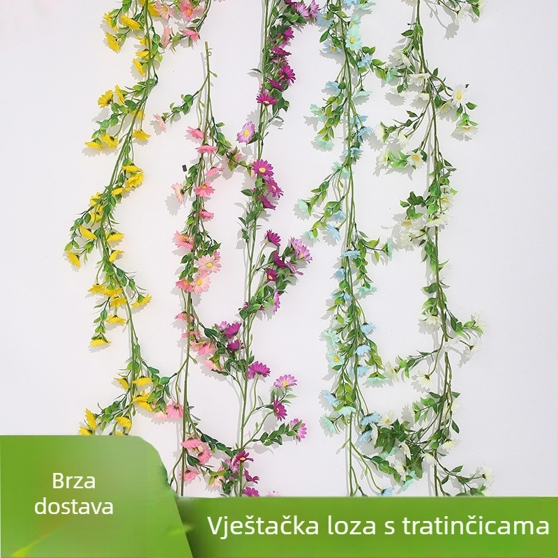 Umjetna tratinčica s ratanskim stablima za unutarnje cijevi klimatizacije i zidnu dekoraciju, zelena biljka