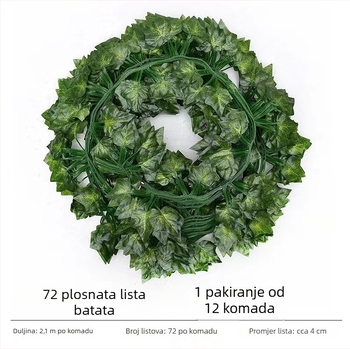 Umetne loze s svilnatim lišćem, dekorativne loze, 72-listni ratana stil
