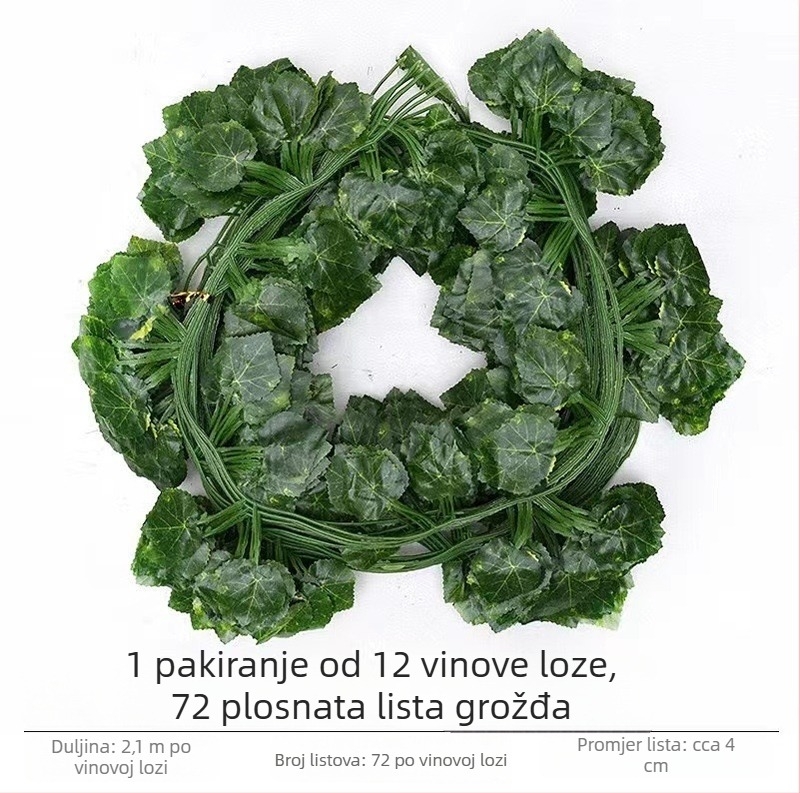 Umetne loze s svilnatim lišćem, dekorativne loze, 72-listni ratana stil