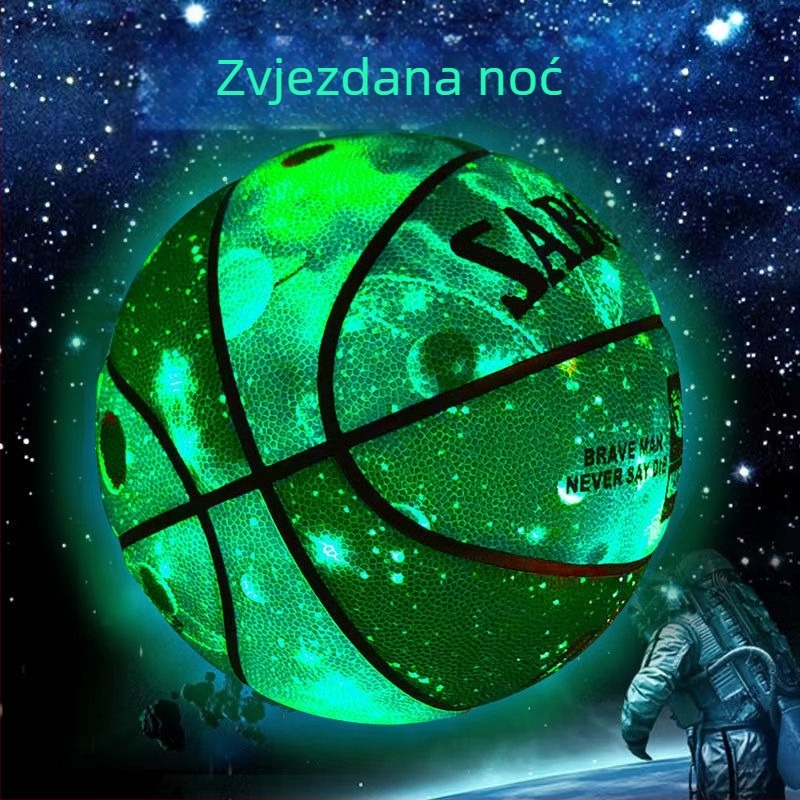 Košarkaška lopta koja svijetli u mraku, veličine 7, reflektivna za mlade i srednjoškolce
