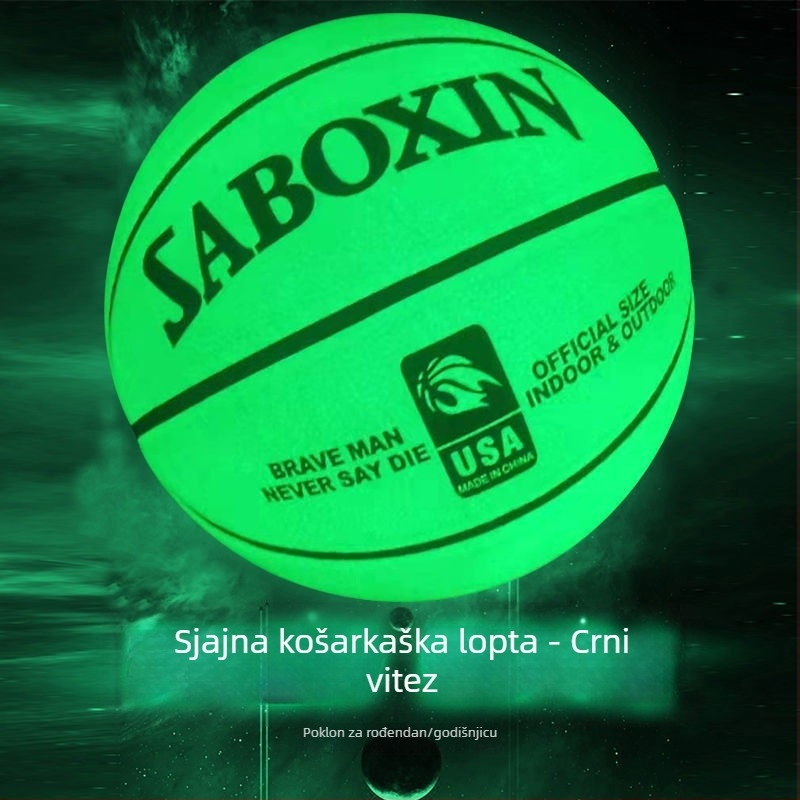 Košarkaška lopta koja svijetli u mraku, veličine 7, reflektivna za mlade i srednjoškolce