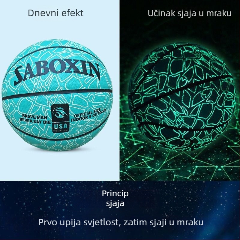 Košarkaška lopta koja svijetli u mraku, veličine 7, reflektivna za mlade i srednjoškolce