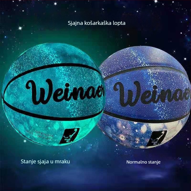 Košarkaška lopta koja svijetli u mraku, veličine 7, reflektivna za mlade i srednjoškolce