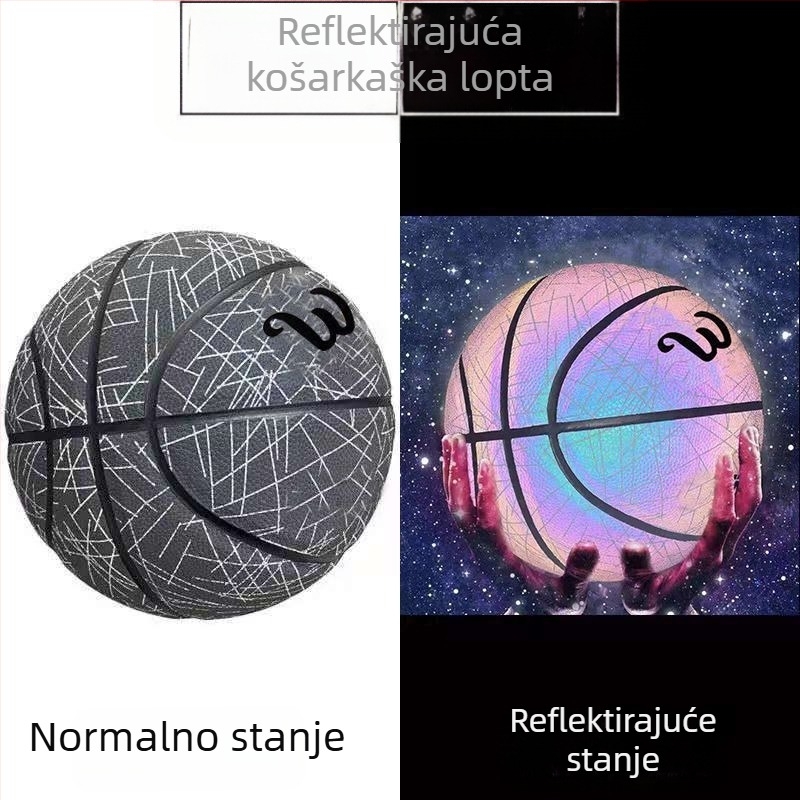 Košarkaška lopta koja svijetli u mraku, veličine 7, reflektivna za mlade i srednjoškolce