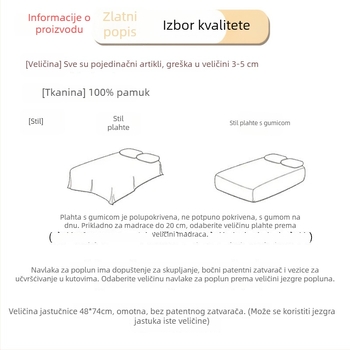 Posteljina od 100% pamuka, twill tkanina, reaktivno tiskanje i bojanje, moderni minimalistički stil za kućnu upotrebu