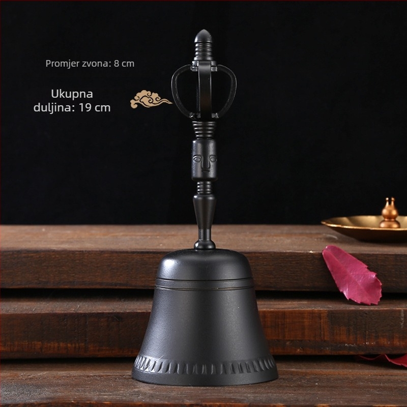 Bakrena budistička ručna zvona sa četverokutnom glavom, Vajra zvon i tropruga zvona – ritualni instrument
