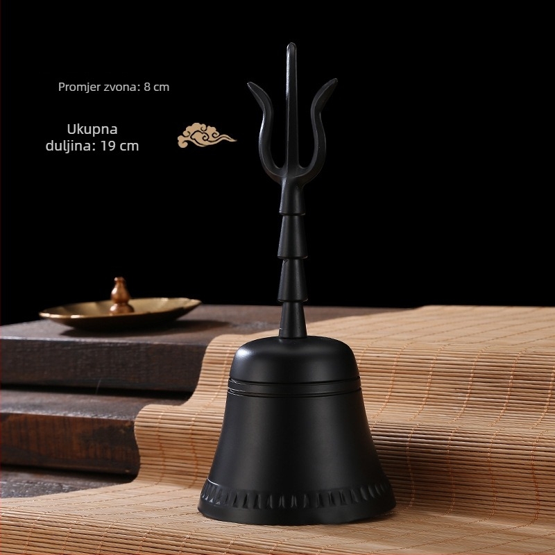 Bakrena budistička ručna zvona sa četverokutnom glavom, Vajra zvon i tropruga zvona – ritualni instrument