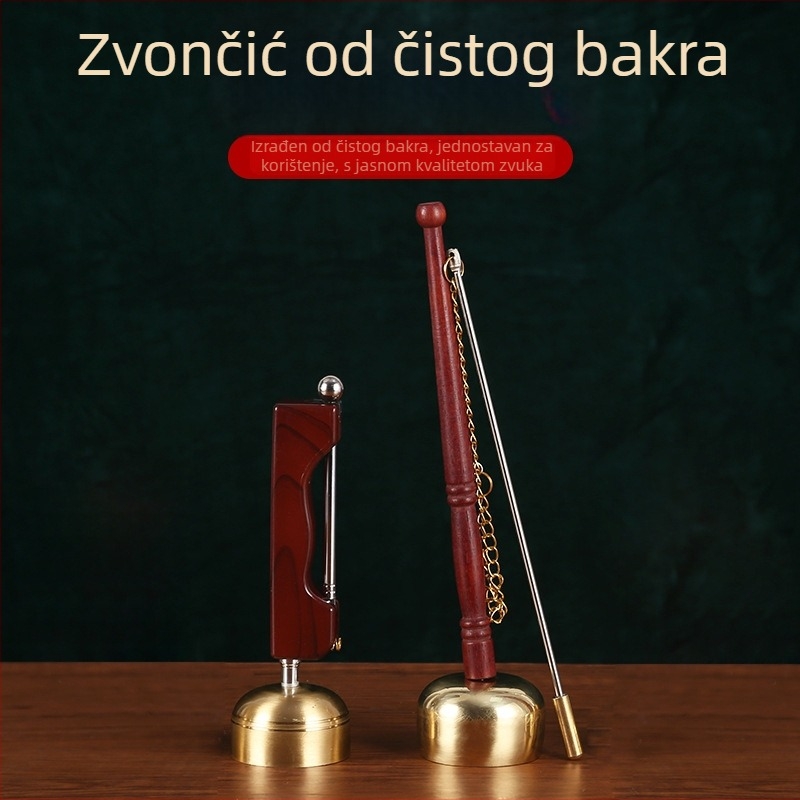 Medeni budistički ritualni predmet s ravnom držkom za recitiranje sutri, dekorativni artefakt