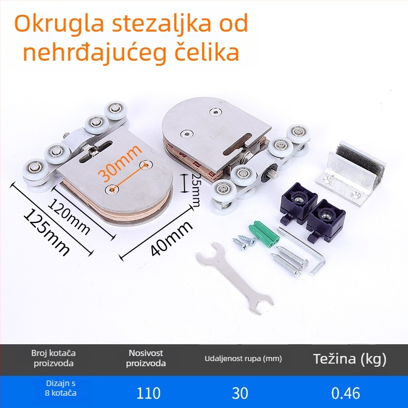 Staklena klizna vrata — visi kotačić od željeza i nehrđajućeg čelika