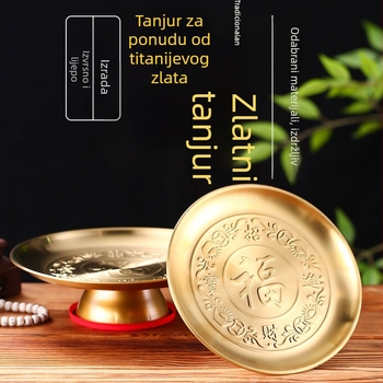 Nova debela titanij-zlatna pladnja za voće i ponude Buddha oltaru, kućna upotreba