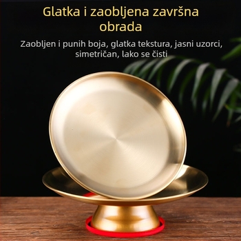 Nova debela titanij-zlatna pladnja za voće i ponude Buddha oltaru, kućna upotreba