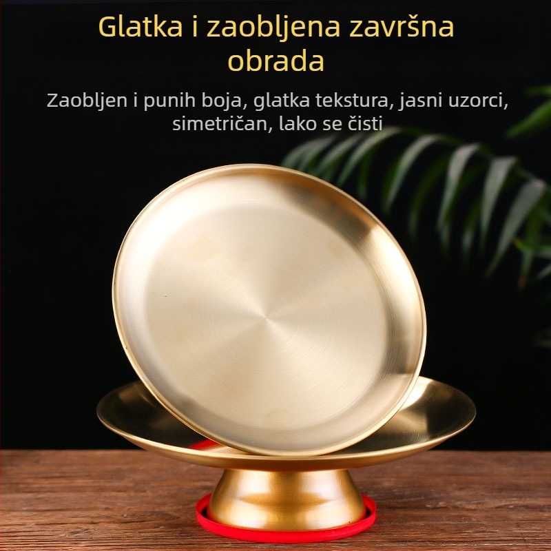 Nova debela titanij-zlatna pladnja za voće i ponude Buddha oltaru, kućna upotreba