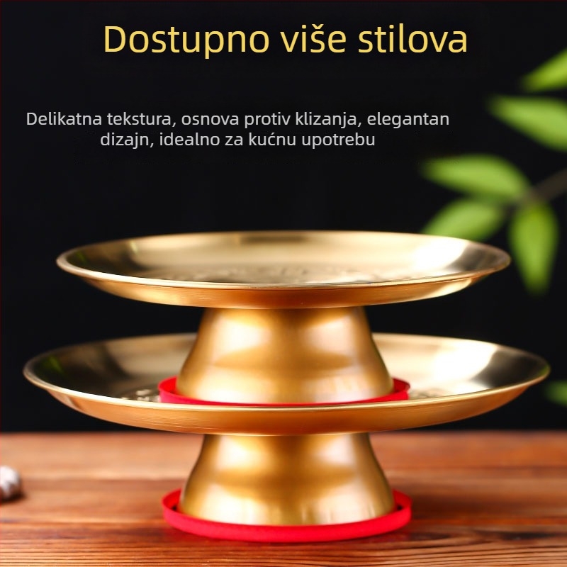 Nova debela titanij-zlatna pladnja za voće i ponude Buddha oltaru, kućna upotreba