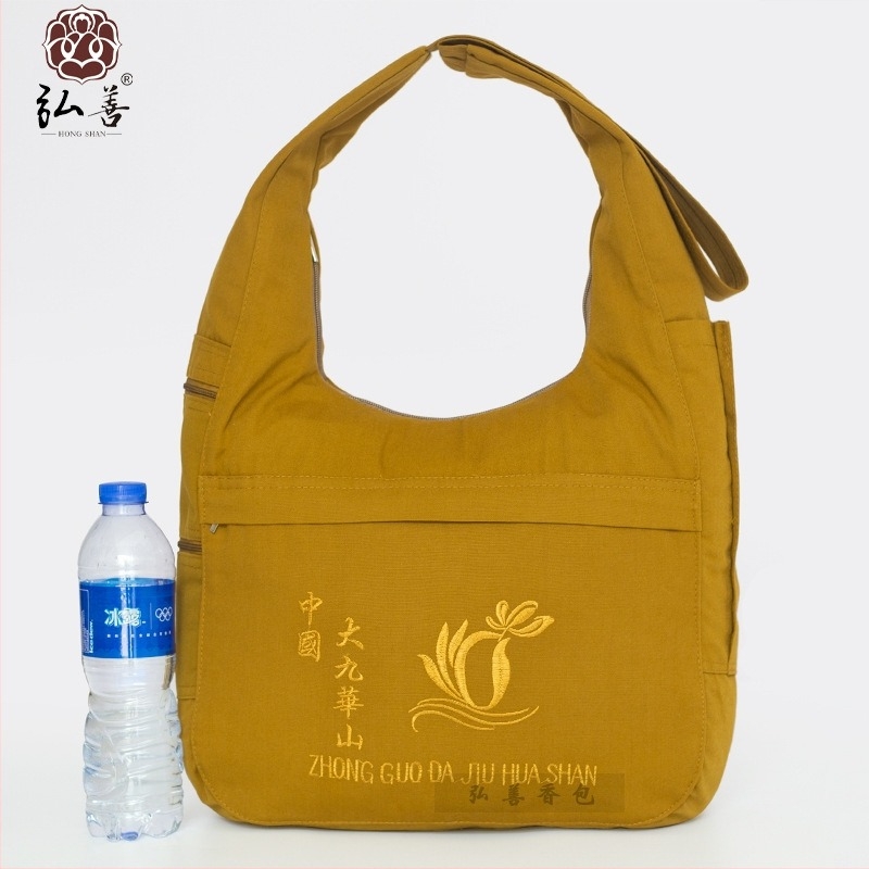 Hongshan Jiuhua Mountain platnena torbica za tamjan, oblik polumjeseca, budistička crossbody torba