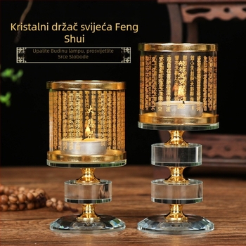 Kristalni držač maslene lampe s lotosom i poklopcem, namijenjen ponudi pred Budom