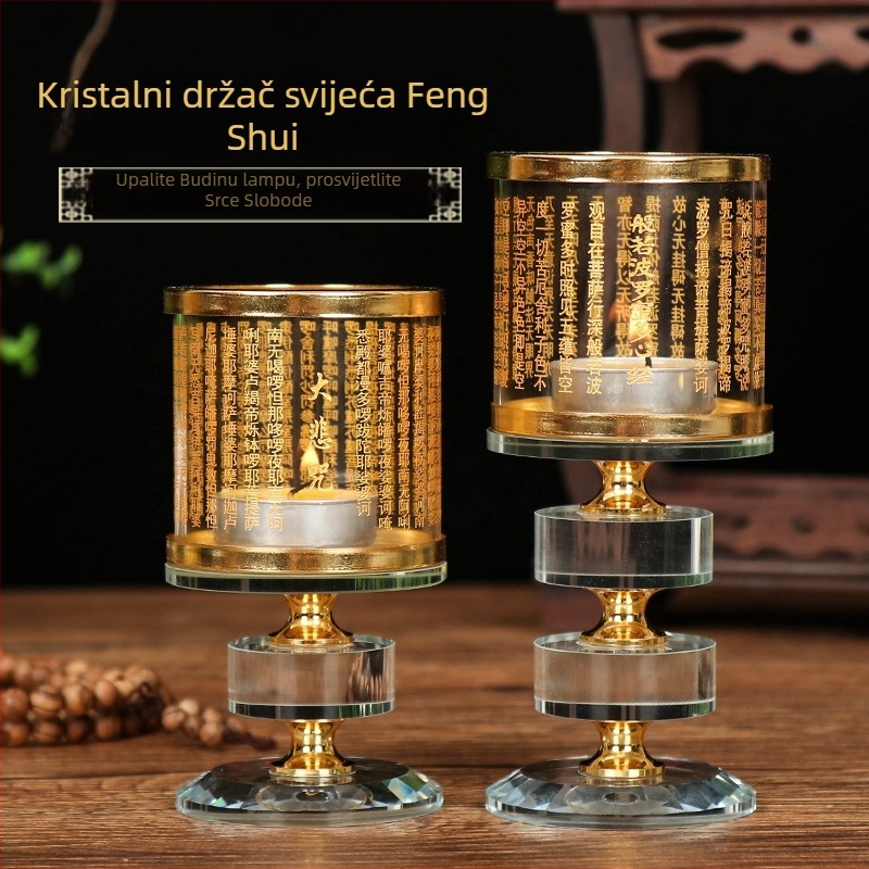 Kristalni držač maslene lampe s lotosom i poklopcem, namijenjen ponudi pred Budom