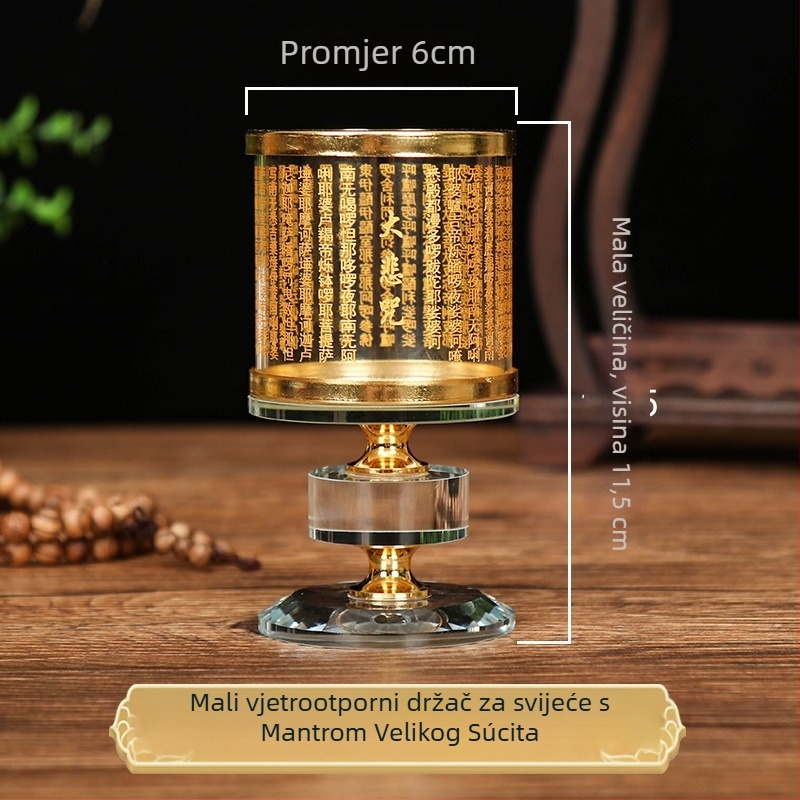 Kristalni držač maslene lampe s lotosom i poklopcem, namijenjen ponudi pred Budom