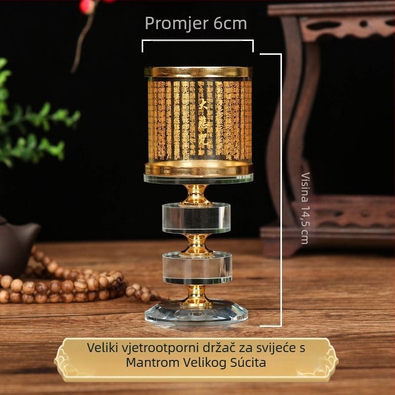 Kristalni držač maslene lampe s lotosom i poklopcem, namijenjen ponudi pred Budom