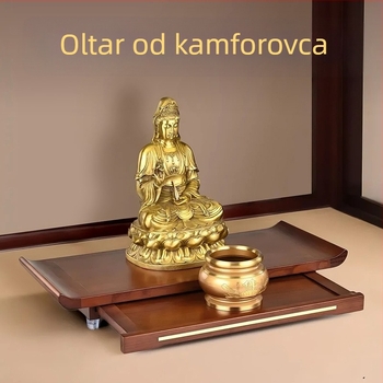 Kućni oltar od kamfornog drveta, zidni stol za ponude Guanyin i Guan Gong, stol za tamjan