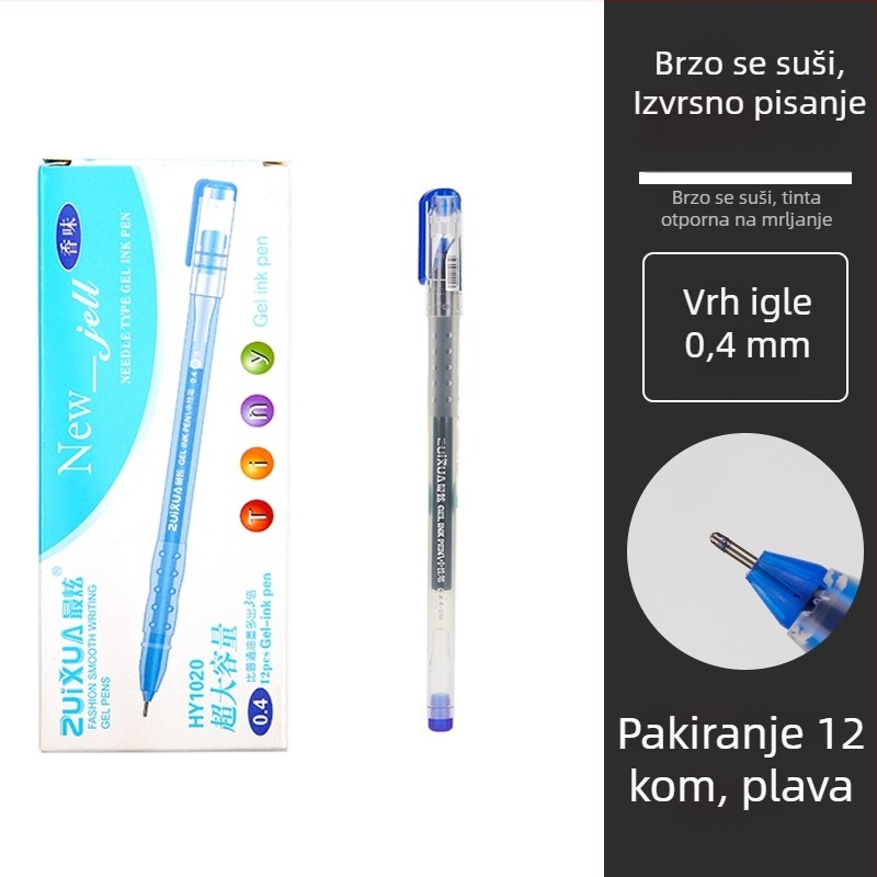 Gel olovka 0,4 mm s igličastim vrhom, za ispite, pisanje i potpisivanje, brzo sušenje, plava/crna/crvena