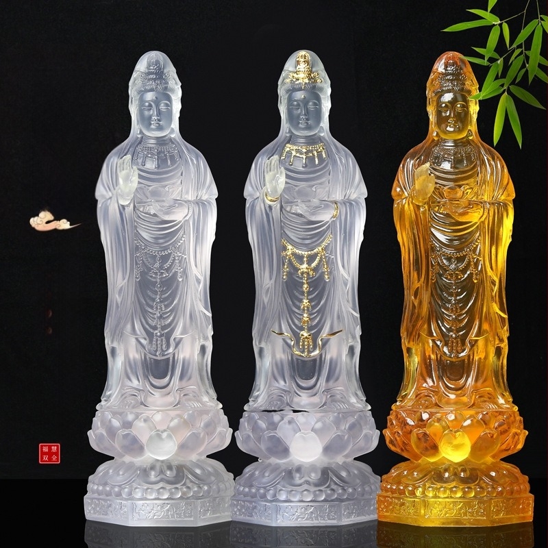 Guanyin Bodhisattva statue od smole u zlatnoj boji, kućna dekoracija dnevnog boravka