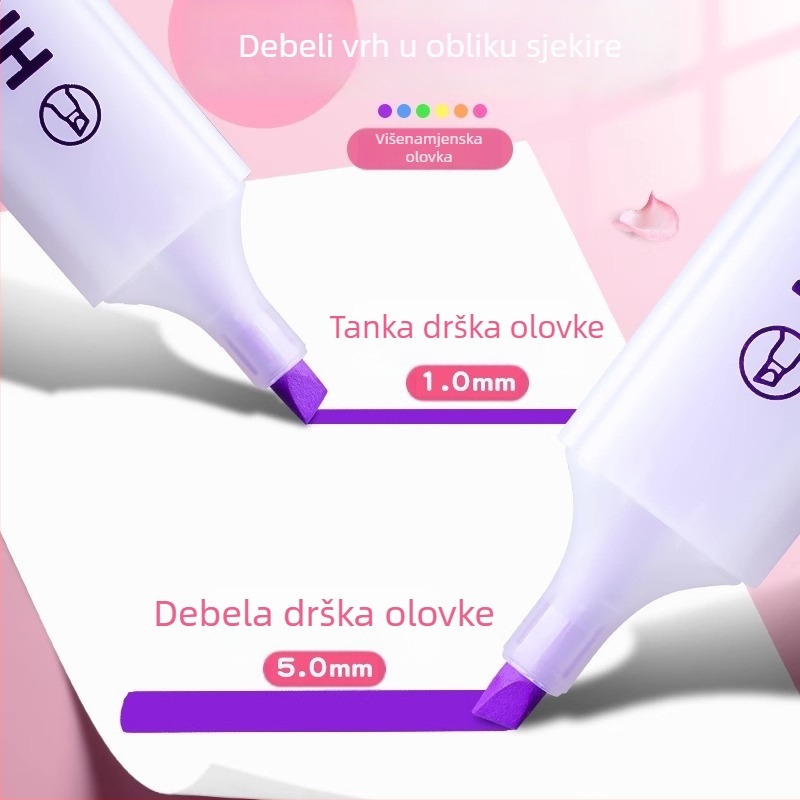 Deli fluorescentski marker za učenike – šareni marker za označavanje s akvarelnim učinkom