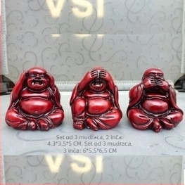 Set od šest smolnih Buddinih statua s završnom obradom u boji rosewood i zlatnim detaljima, uključuje Maitreju i Šakyamuni Budu