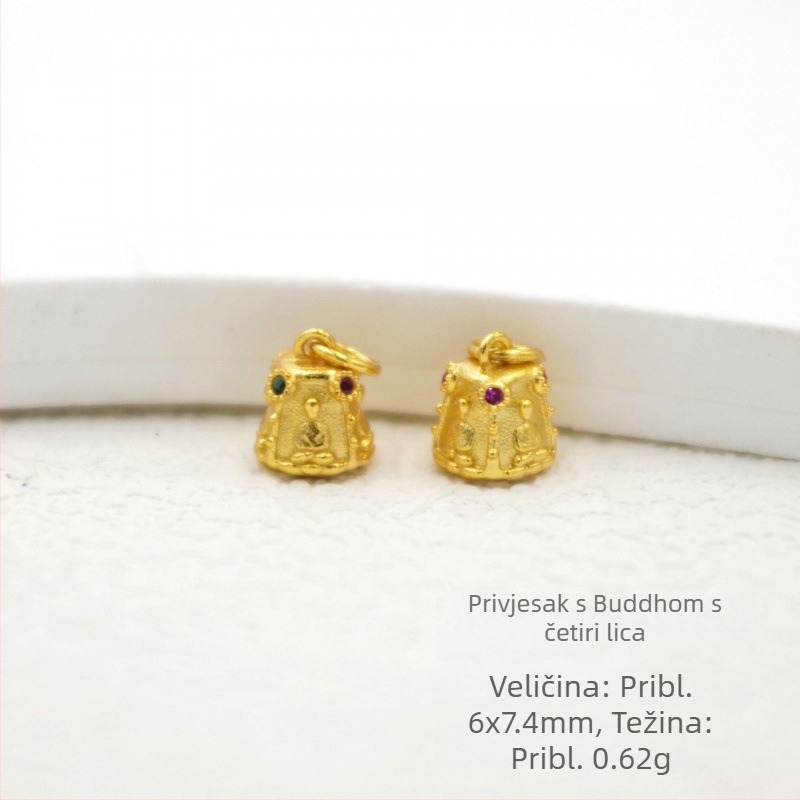 DIY privjesak od S925 srebra s pozlaćivanjem — trodimenzionalna Buddha statua sa Zelenom Tarom i Budom bez forme