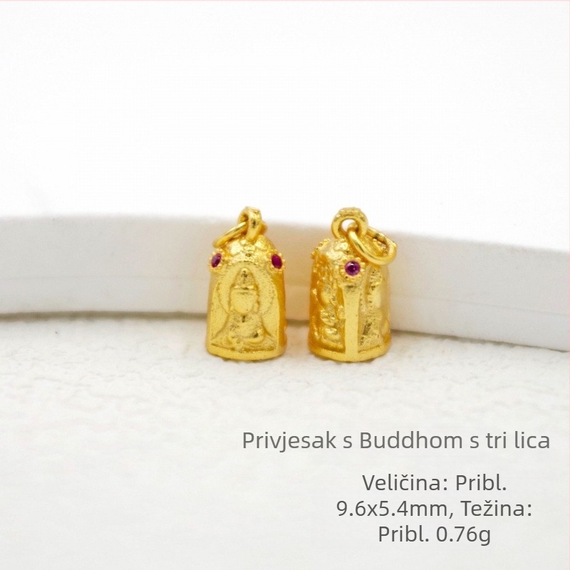DIY privjesak od S925 srebra s pozlaćivanjem — trodimenzionalna Buddha statua sa Zelenom Tarom i Budom bez forme