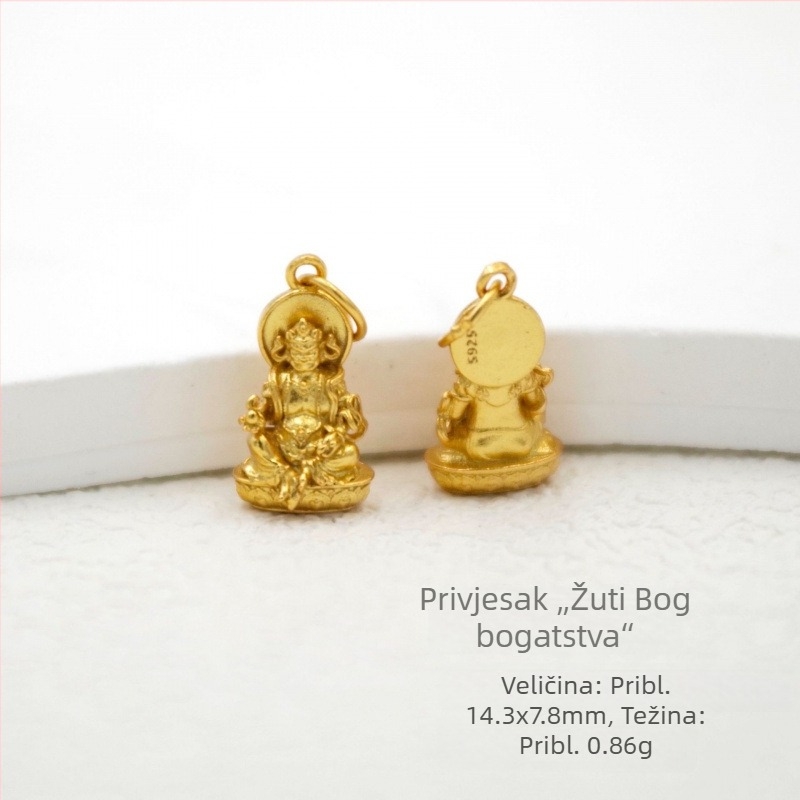 DIY privjesak od S925 srebra s pozlaćivanjem — trodimenzionalna Buddha statua sa Zelenom Tarom i Budom bez forme
