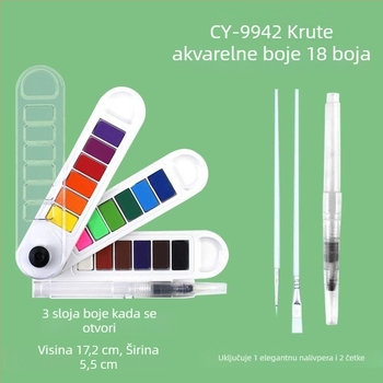 Prijenosni set akvarela s 24 boja, u obliku ventilatora, za učenike i početnike u umjetnosti
