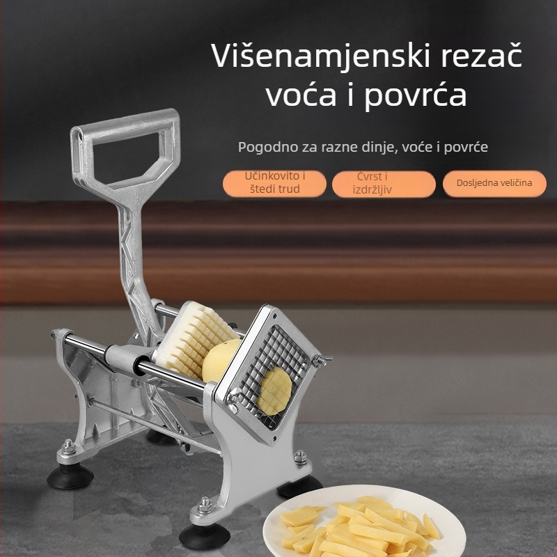 Višestruki rezač za krumpir s ručnim push-pull mehanizmom za rezanje na štangice i kockice, od nehrđajućeg čelika, kuhinjski alat