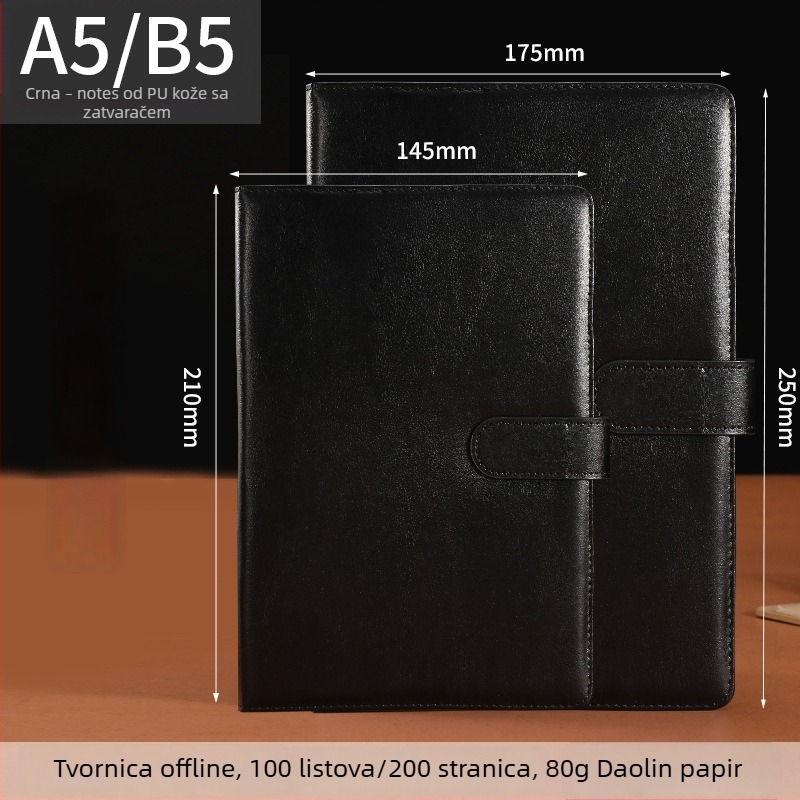Klasični poslovni bilježnica za sastanke A5/B5, tvrde korice sa kopčom, deblji uredski planer