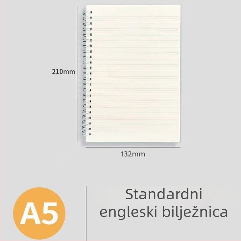 A5 spiralna bilježnica s prozirnim mat PP omotom, listovi s odvojenim stranicama, 80 stranica