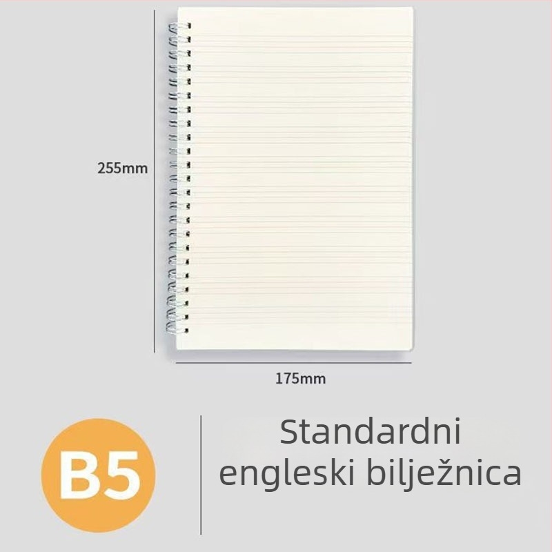 A5 spiralna bilježnica s prozirnim mat PP omotom, listovi s odvojenim stranicama, 80 stranica