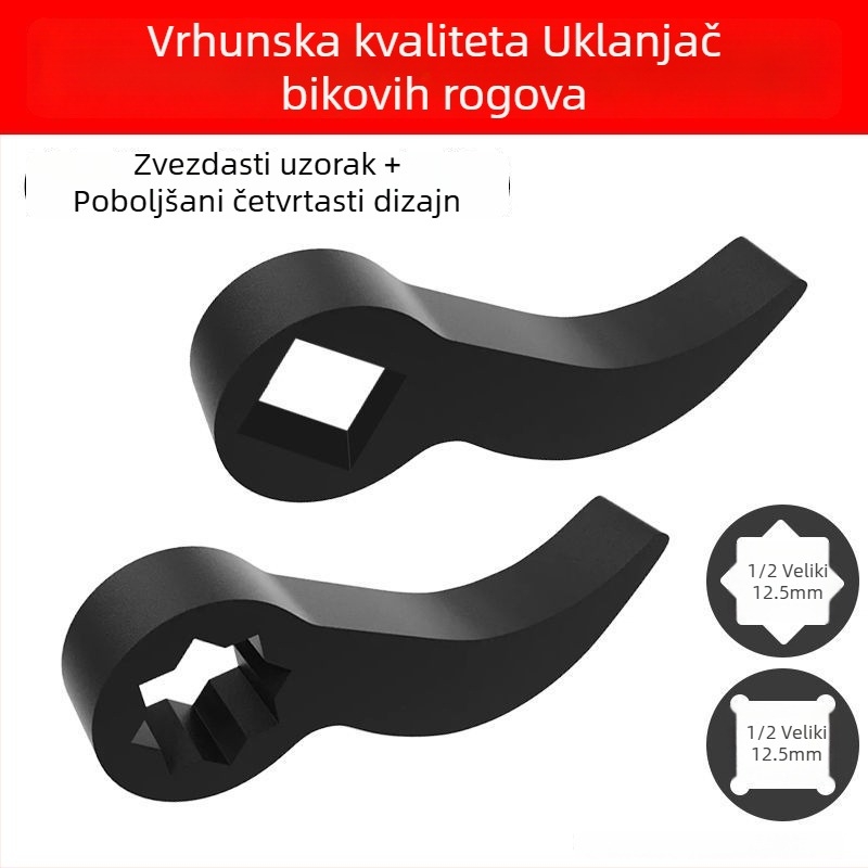 Alat za demontažu poluosovine u obliku roga, s leverom, odvajivačem i ključem
