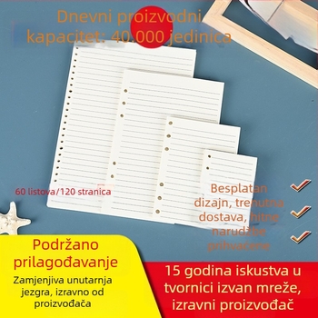 A6 listovi s prorezima, odvojivi unutarnji listovi, B5 papir s mrežom od 26 rupa, 6 rupa, višefunkcionalni poslovni planer refill