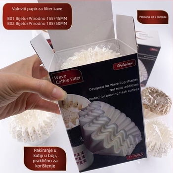 Whalemi valoviti filtri za kavu, šalica-stil za pour-over, 50 komada, šarena kutija, set od 2 komada