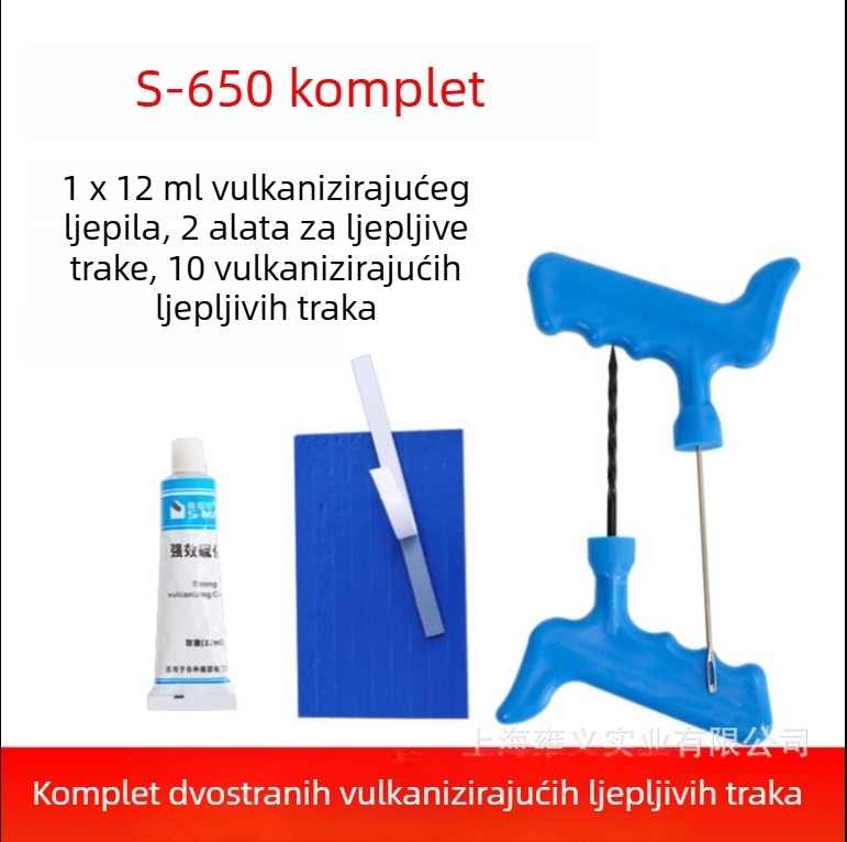 Set alata za popravak guma za automobile, motocikle i električna vozila, ljepilo za vulkanizirane gumene trake
