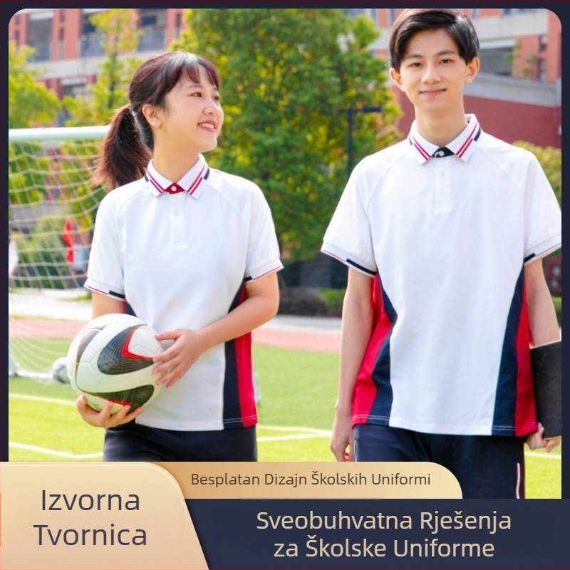 Proljetno-ljetni školski uniformni set – majica kratkih rukava i hlače za učenike od osnovne do srednje škole, unisex