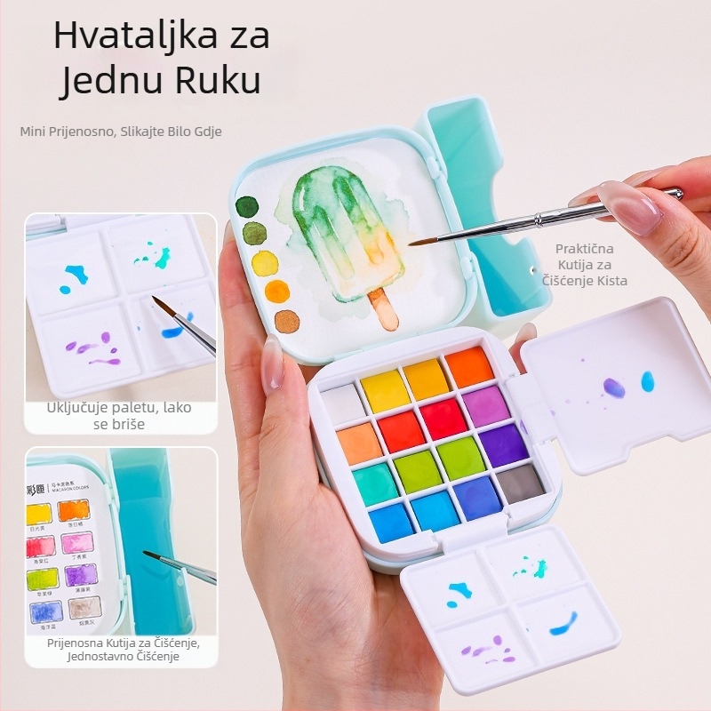 Blue Fruit S618 set akvarela, bogate boje, mini kutija za boje, prijenosni alati za crtanje za početnike i putovanja